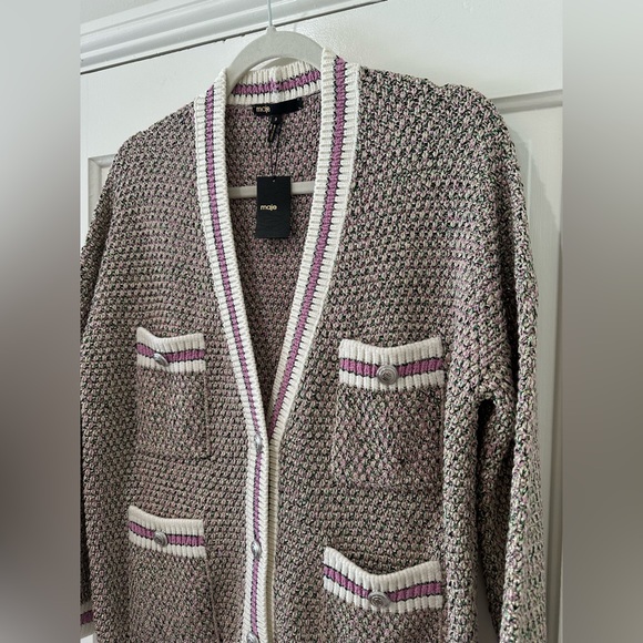 Maje Mapada Marled Cardigan Paprika be with tags jacket button down pink - Picture 9 of 15